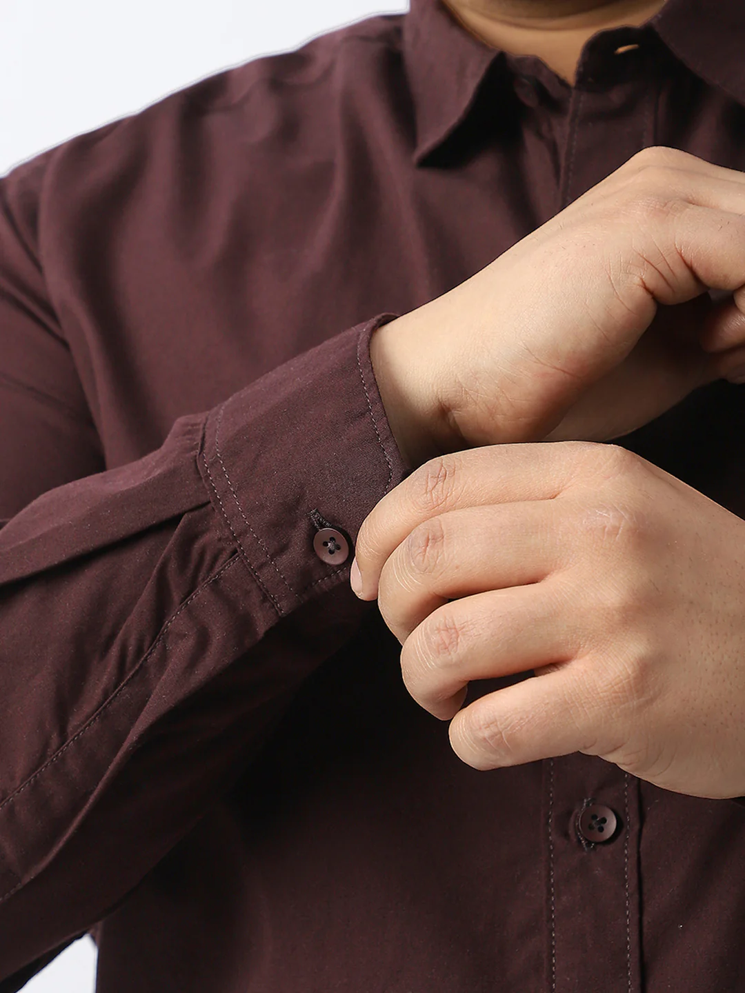 Plus Men's Cocoa Cotton Full Sleeve Regular Fit Casual Solid Shirt - Image 7
