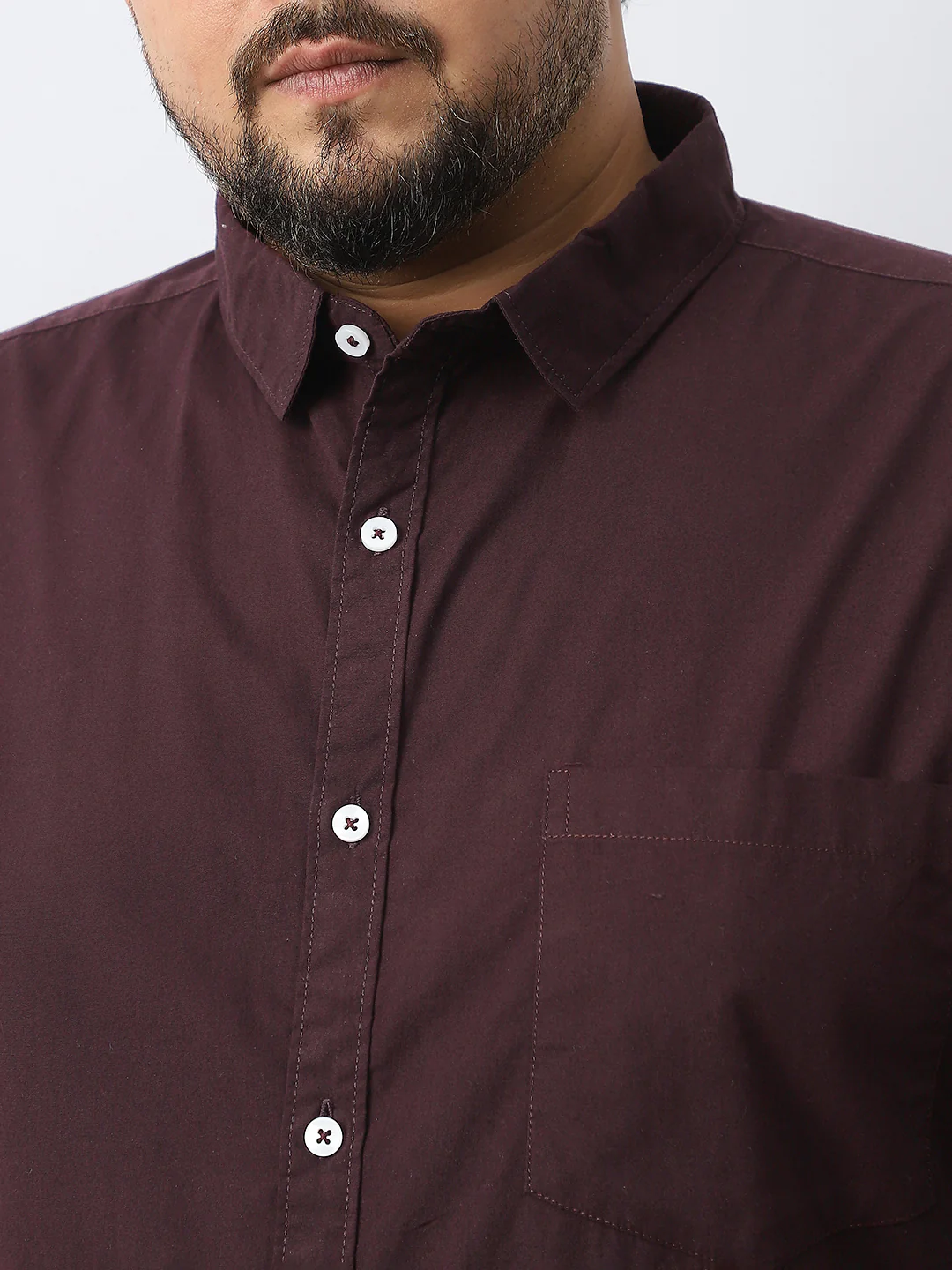 Plus Men's Cocoa Cotton Full Sleeve Regular Fit Casual Solid Shirt - Image 5
