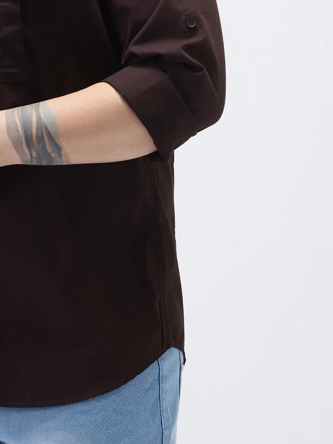Plus Men's Cocoa Cotton Full Sleeve Regular Fit Casual Solid Shirt - Image 6