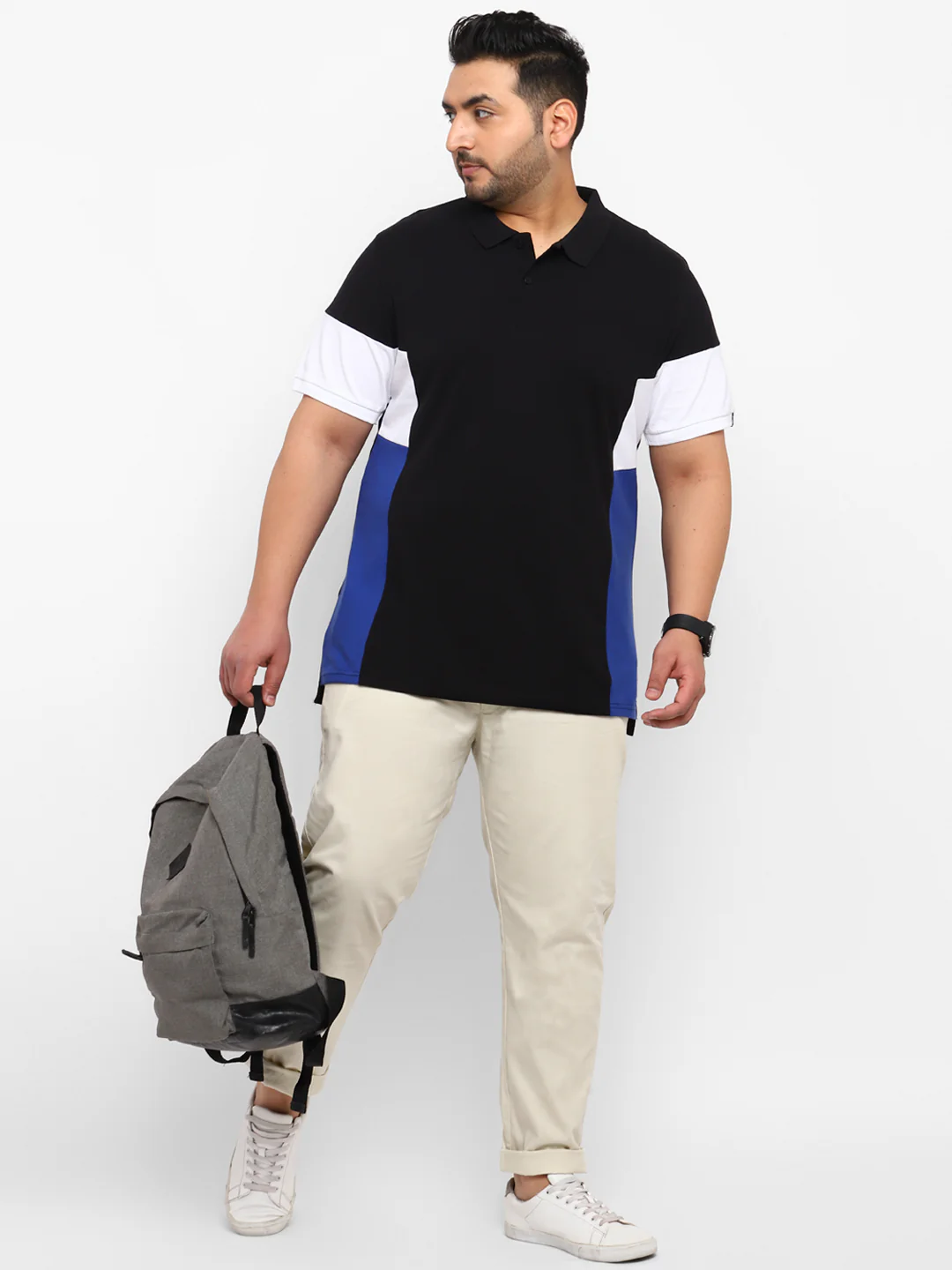 Plus Men's Cream Cotton Regular Fit Casual Chinos Trousers - Image 4