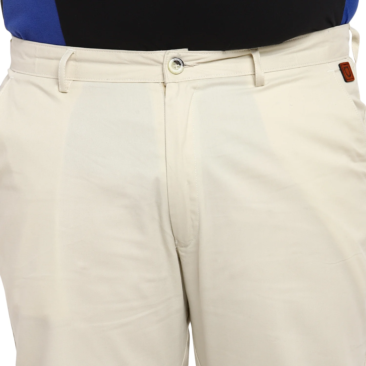 Plus Men's Cream Cotton Regular Fit Casual Chinos Trousers - Image 5