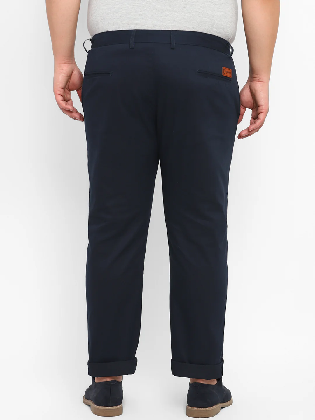 Plus Men's Dark Blue Cotton Regular Fit Casual Chinos Trousers - Image 4