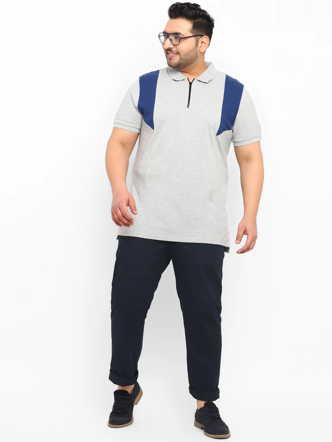 Plus Men's Dark Blue Cotton Regular Fit Casual Chinos Trousers - Image 5
