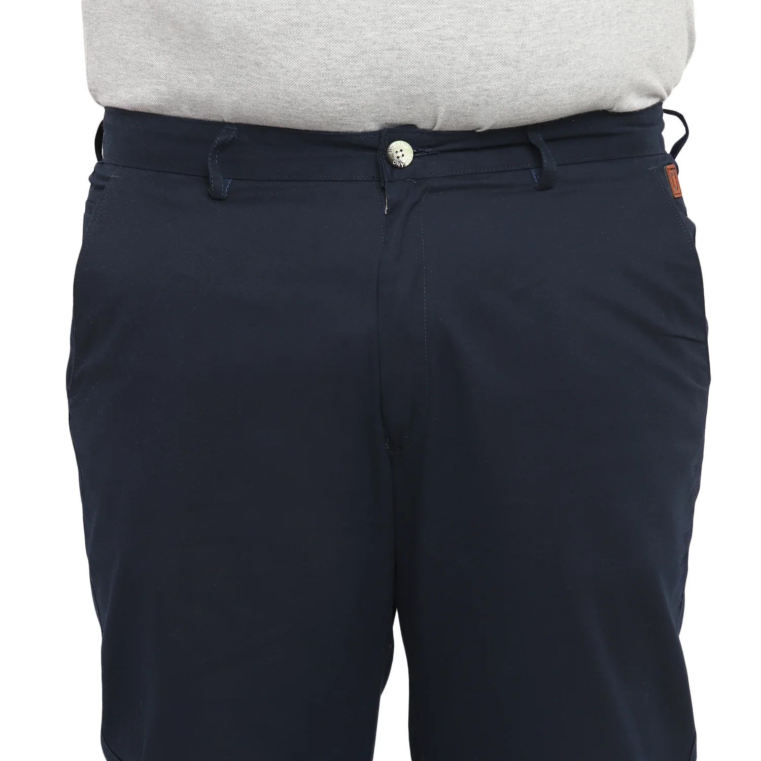 Plus Men's Dark Blue Cotton Regular Fit Casual Chinos Trousers - Image 6