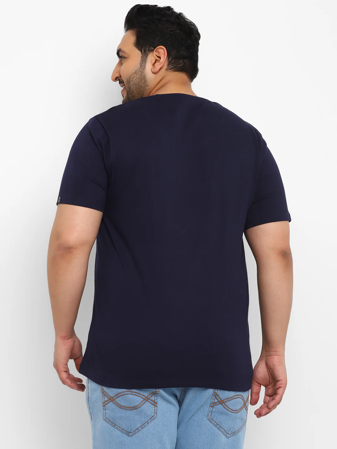 Urbano Plus Men's Dark Blue Graphic Printed Half Sleeve Regular Fit Cotton T-Shirt - Image 3