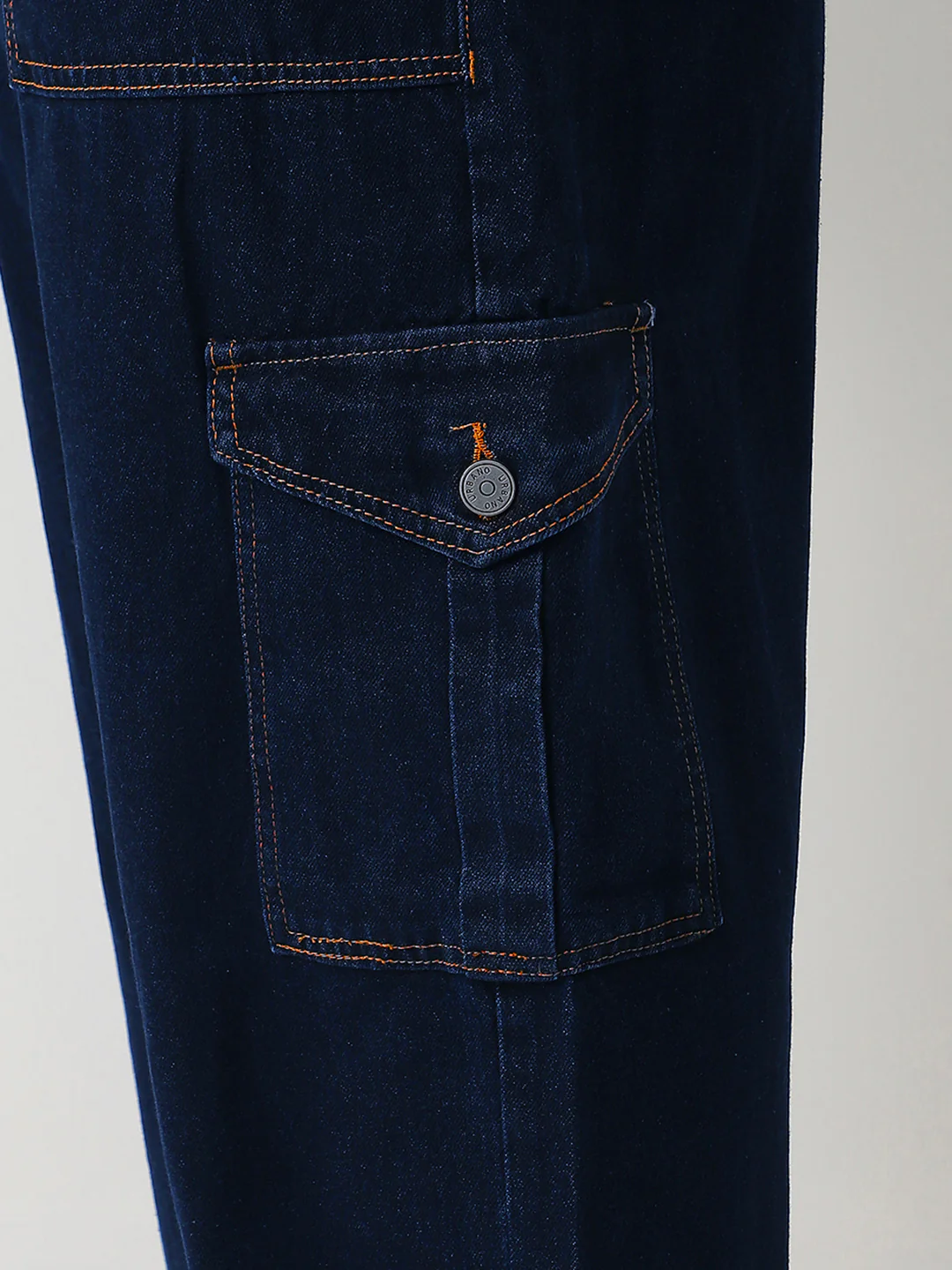 Plus Men's Dark Blue Loose Fit Cargo Jeans with 6 Pockets Non-Stretchable - Image 6