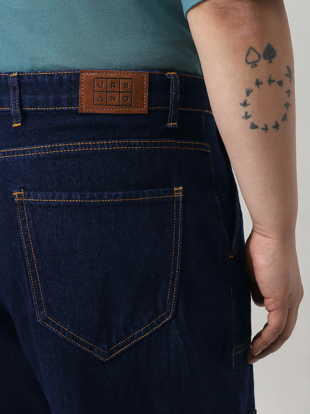 Plus Men's Dark Blue Loose Fit Cargo Jeans with 6 Pockets Non-Stretchable - Image 8