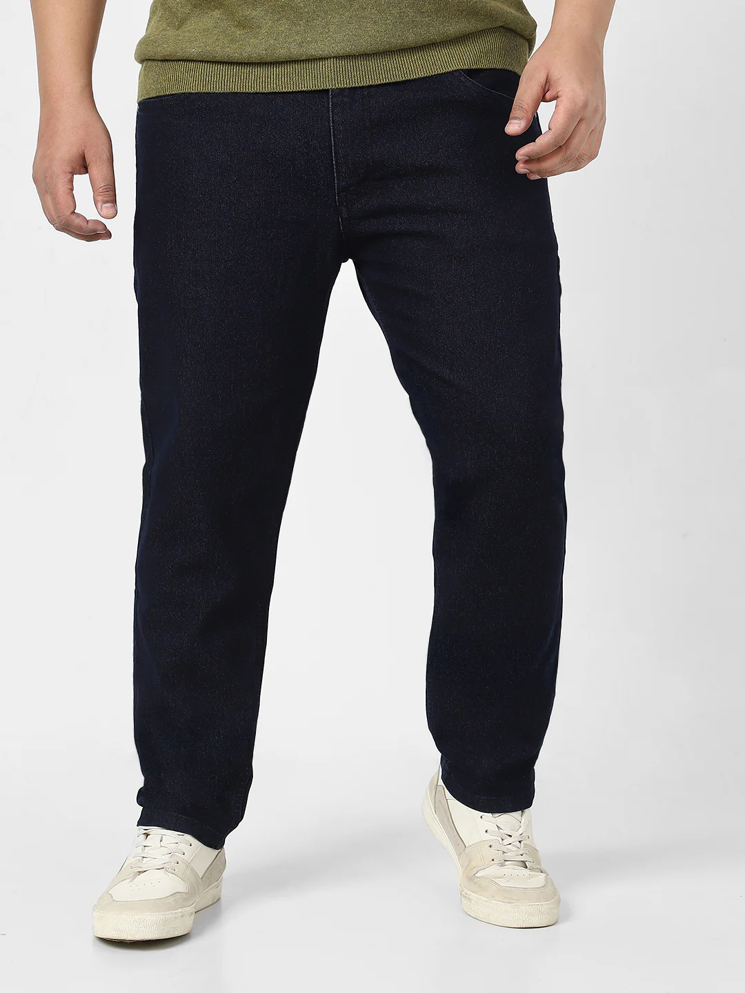 Plus Men's Dark Blue Regular Fit Denim Jeans Stretchable - Image 2