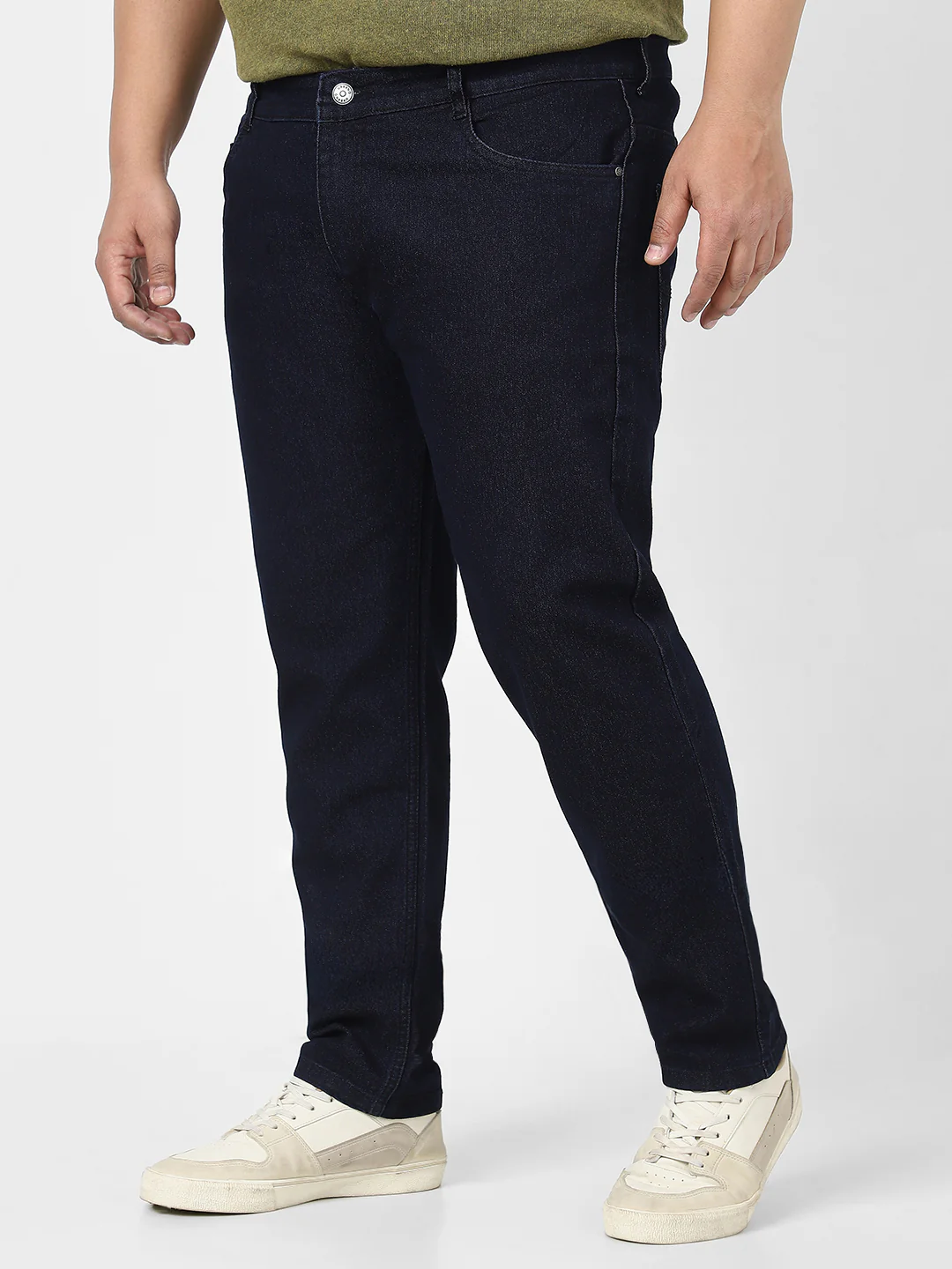 Plus Men's Dark Blue Regular Fit Denim Jeans Stretchable - Image 3