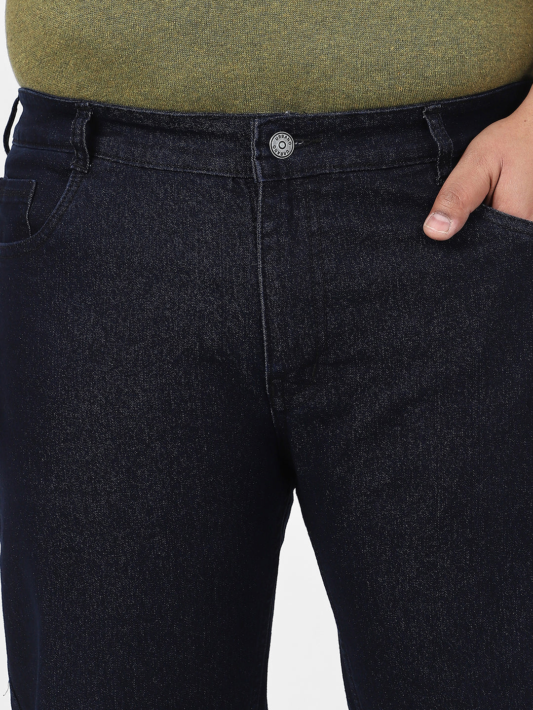 Plus Men's Dark Blue Regular Fit Denim Jeans Stretchable - Image 6