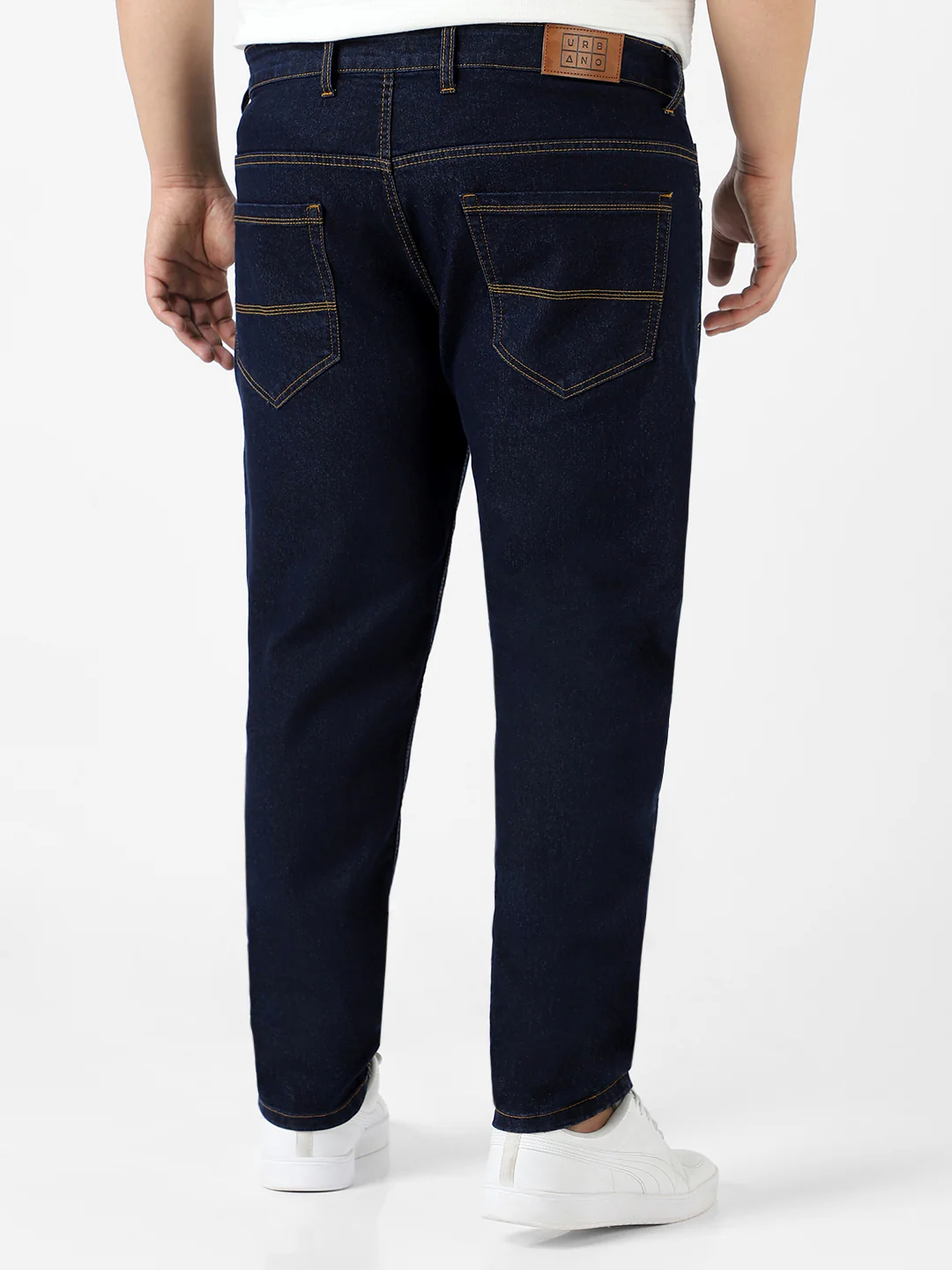 Plus Men's Dark Blue Regular Fit Solid Jeans Stretchable - Image 4