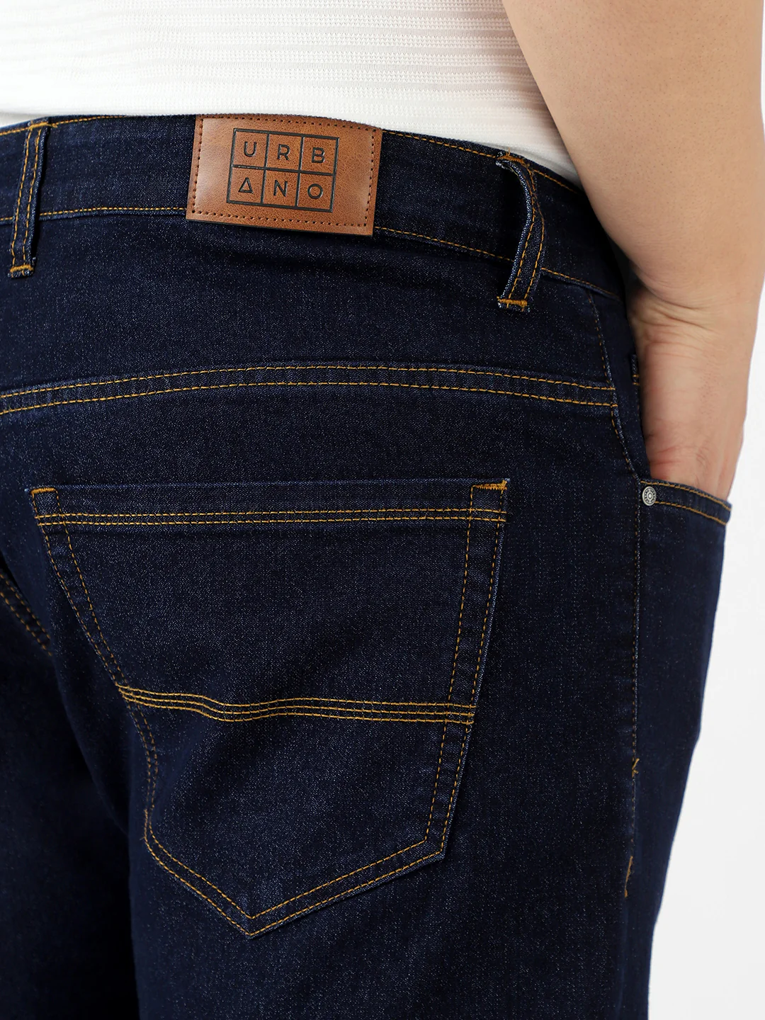 Plus Men's Dark Blue Regular Fit Solid Jeans Stretchable - Image 6