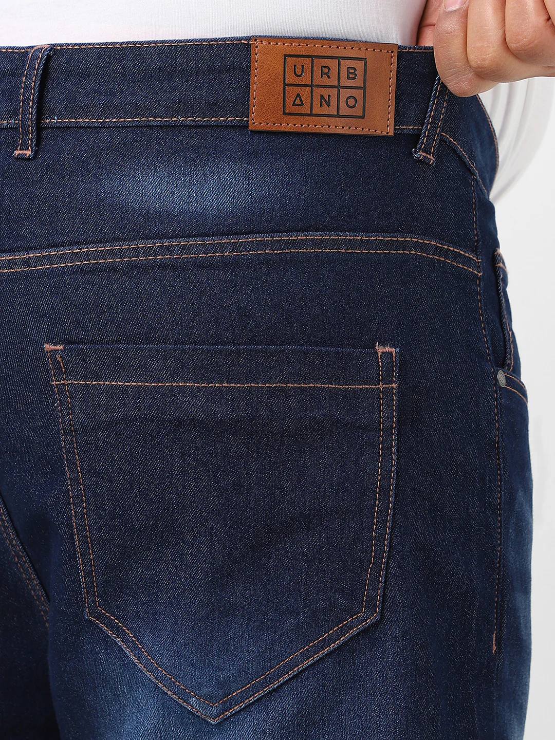 Plus Men's Dark Blue Regular Fit Washed Jeans Stretchable - Image 6