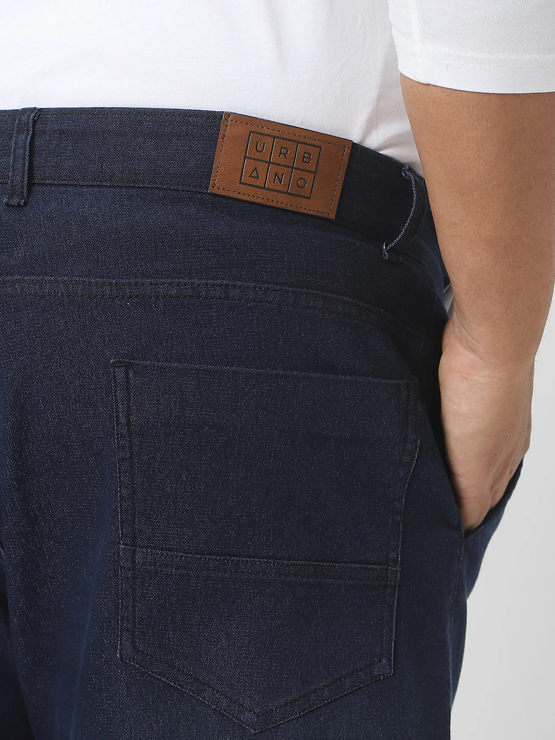 Plus Men's Dark Blue Regular Fit Washed Jeans Stretchable - Image 6