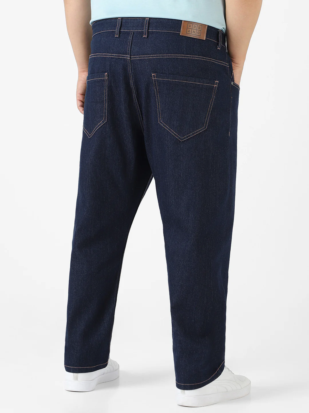 Plus Men's Dark Blue Regular Fit Washed Jeans Stretchable - Image 3