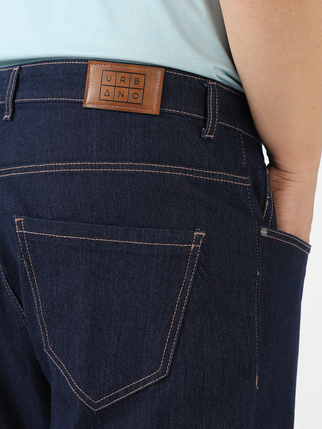 Plus Men's Dark Blue Regular Fit Washed Jeans Stretchable - Image 5