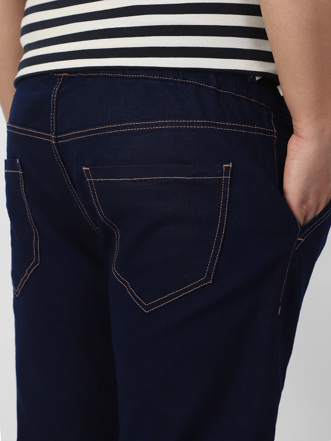 Plus Men's Dark Blue Regular Fit Washed Joggers Jeans Stretchable - Image 7