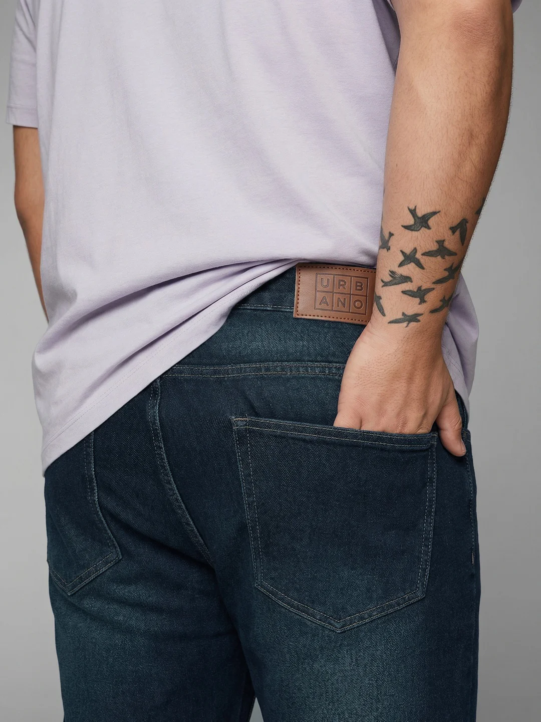 Plus Men's Dark Blue Relaxed Fit Washed Denim Jeans Non-Stretchable - Image 5