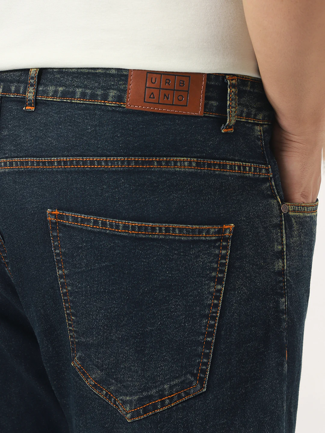 Plus Men's Dark Blue Straight Fit Heavy Washed Jeans Stretchable - Image 6