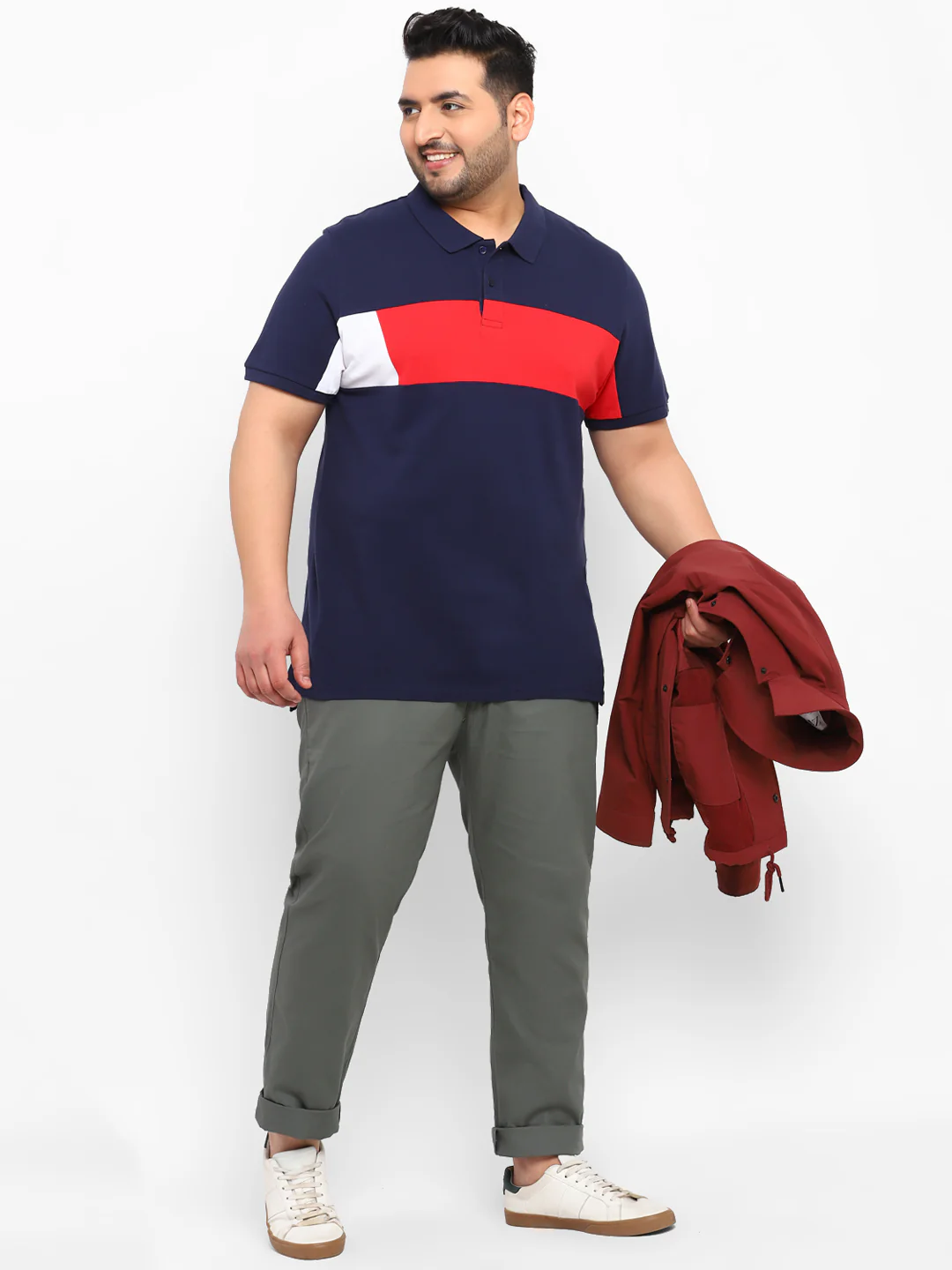 Plus Men's Dark Green Cotton Regular Fit Casual Chinos Trousers - Image 4