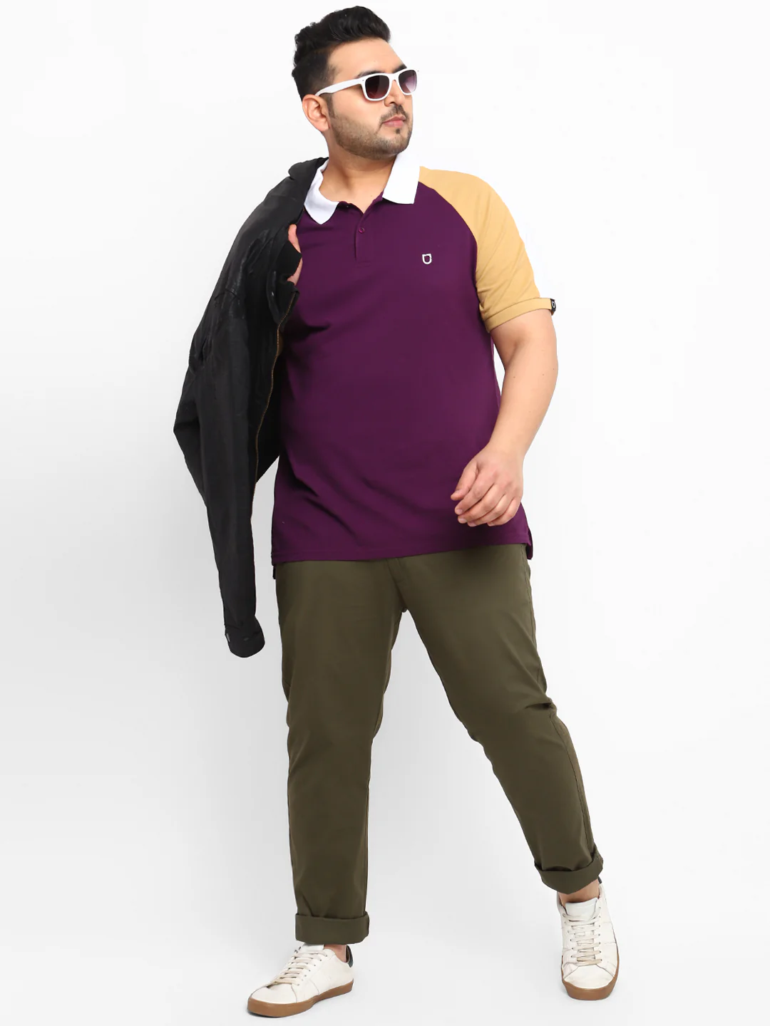 Plus Men's Dark Green Cotton Regular Fit Casual Chinos Trousers - Image 4