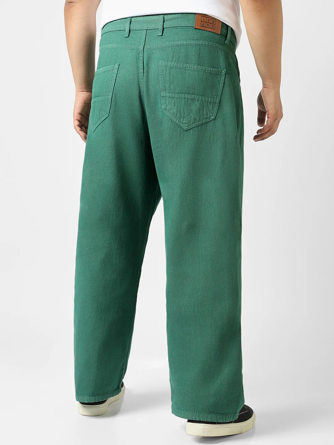 Plus Men's Dark Green Loose Baggy Fit Washed Jeans Non-Stretchable - Image 3