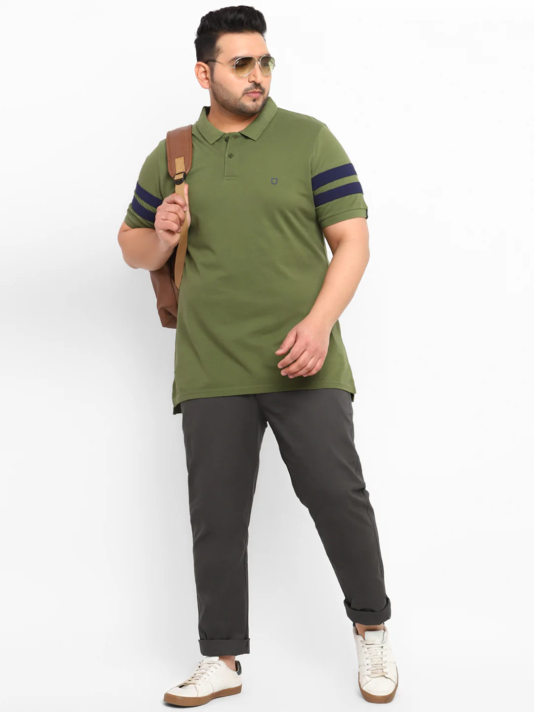 Plus Men's Dark Grey Cotton Regular Fit Casual Chinos Trousers - Image 4