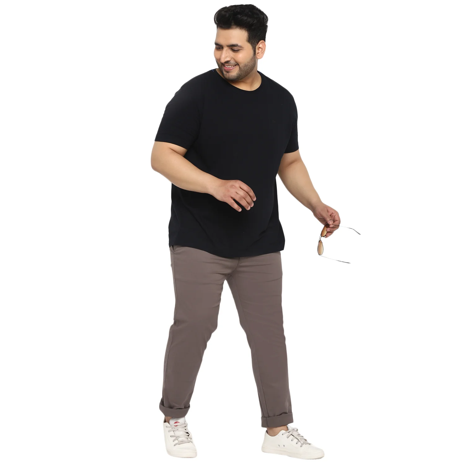 Plus Men's Dark Grey Cotton Regular Fit Casual Chinos Trousers Stretch - Image 5