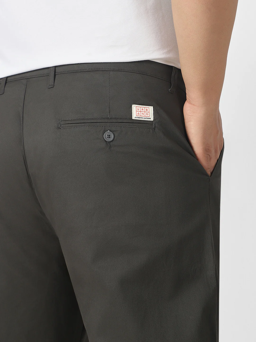 Plus Men's Dark Grey Cotton Regular Fit Casual Chinos Trousers Stretch - Image 5