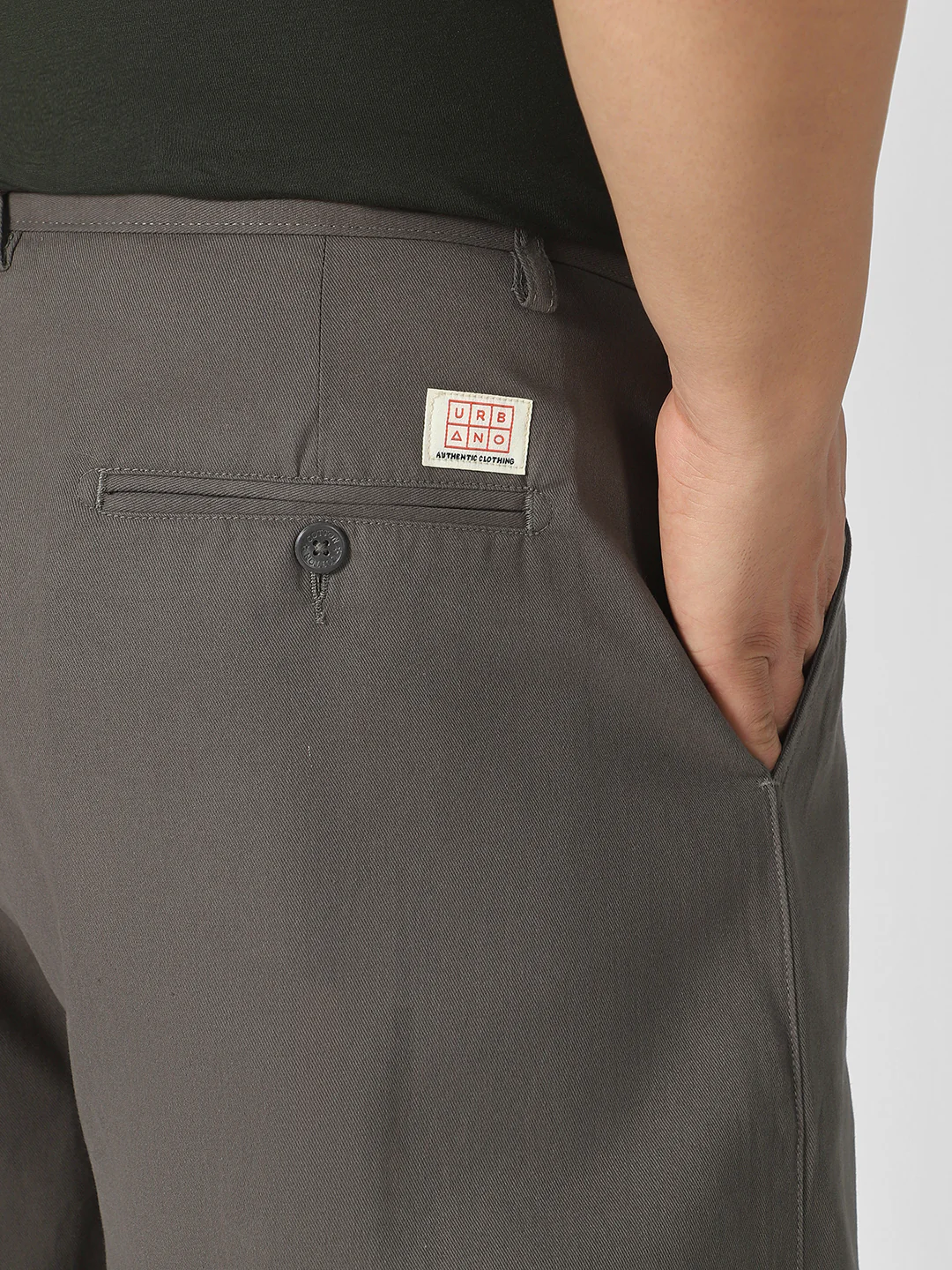 Plus Men's Dark Grey Loose Baggy Fit Solid Chino Trousers Non-Stretchable - Image 5