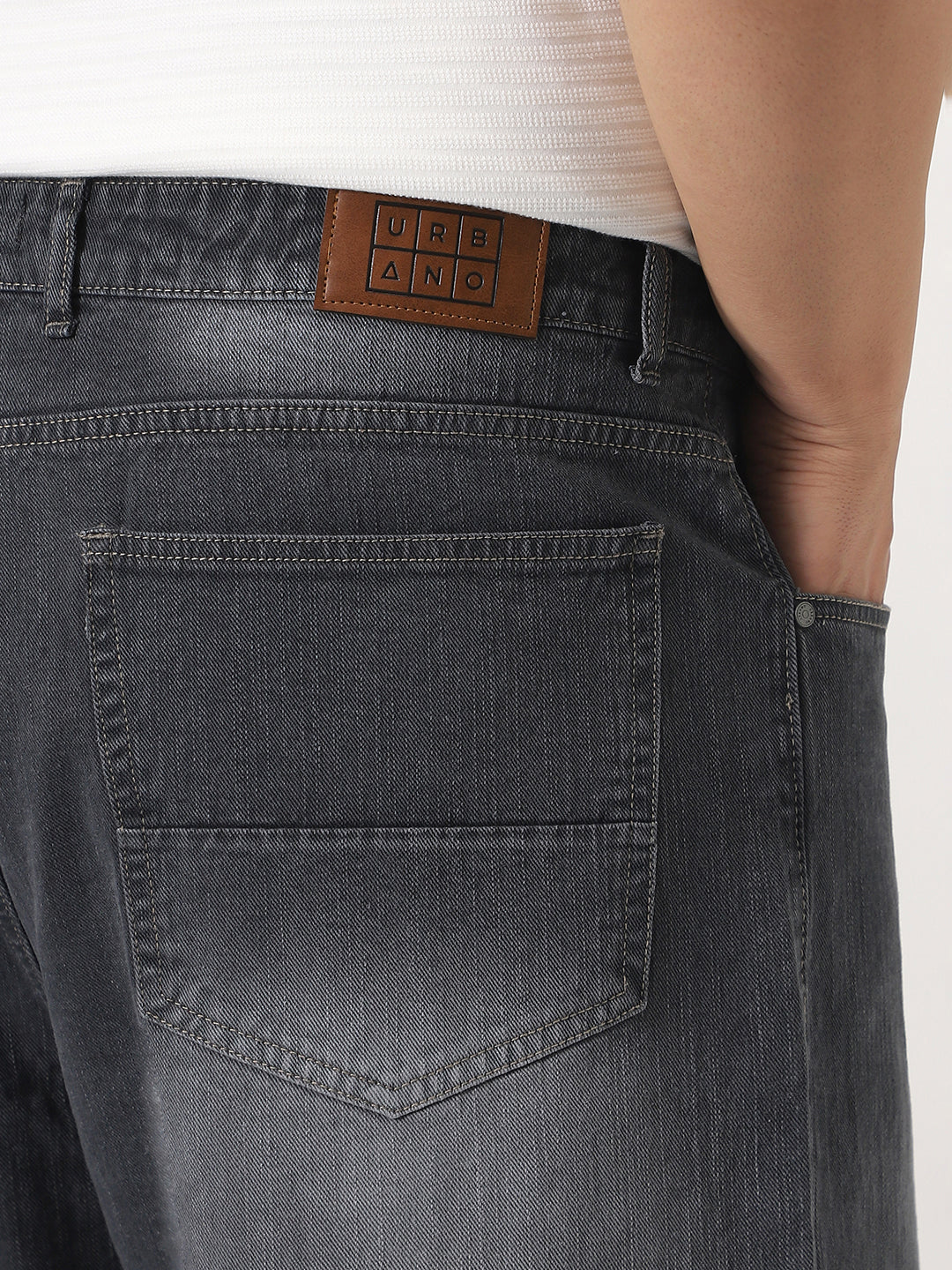Plus Men's Dark Grey Loose Baggy Fit Washed Denim Jeans Non-Stretchable - Image 6