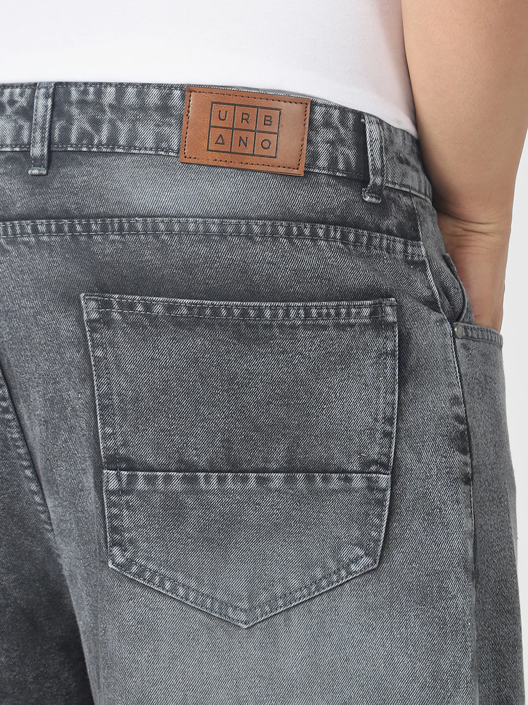 Plus Men's Dark Grey Loose Baggy Fit Washed Jeans Non-Stretchable - Image 5