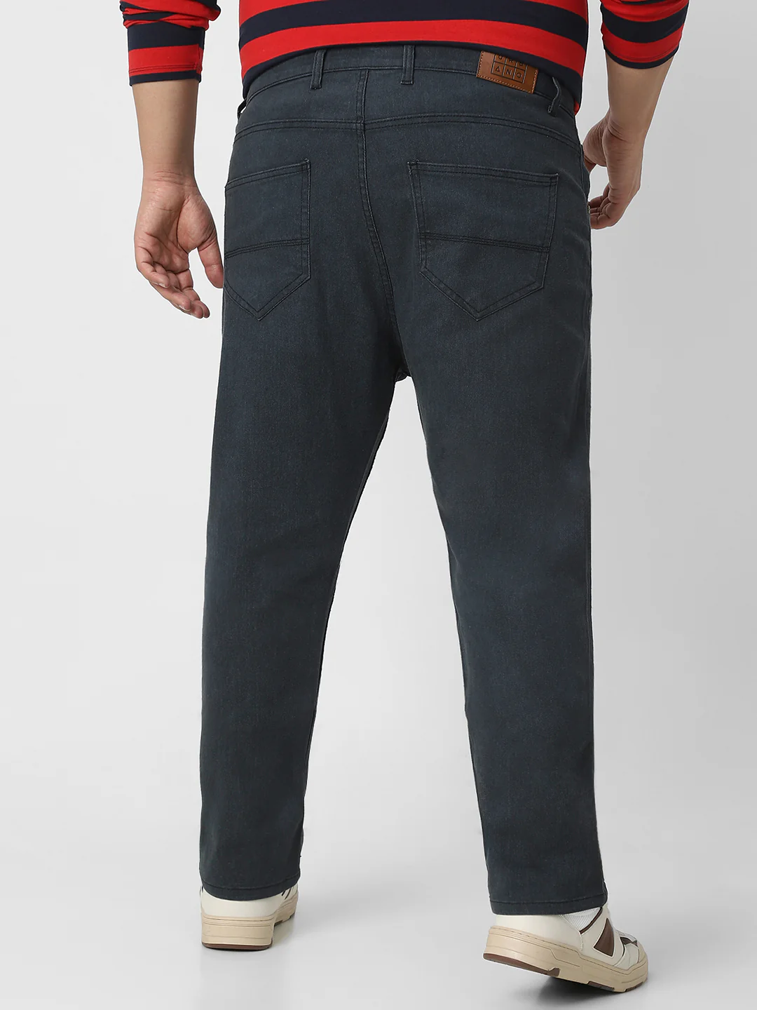 Plus Men's Dark Grey Regular Fit Denim Jeans Stretchable - Image 3