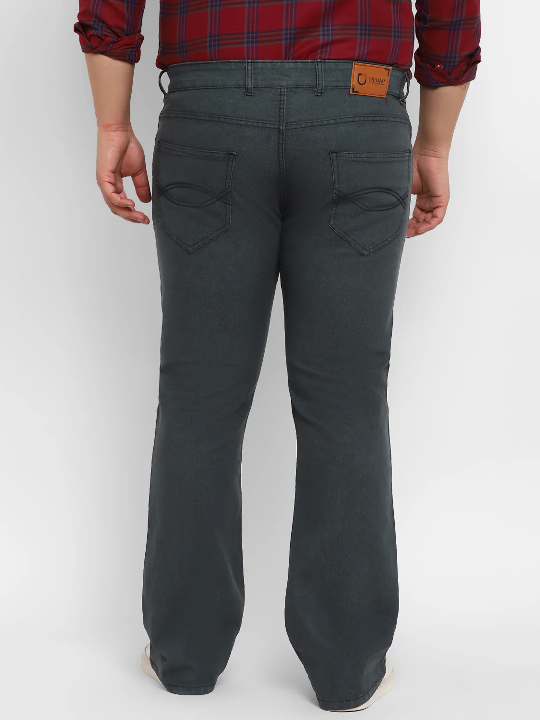 Plus Men's Dark Grey Regular Fit Washed Denim Bootcut Jeans Stretchable - Image 3