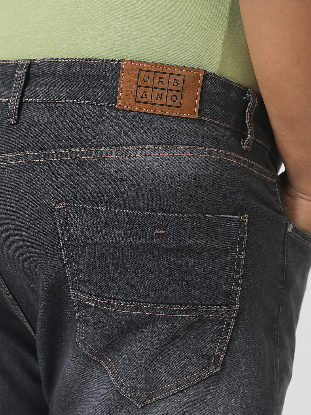 Plus Men's Dark Grey Regular Fit Washed Jeans Stretchable - Image 5