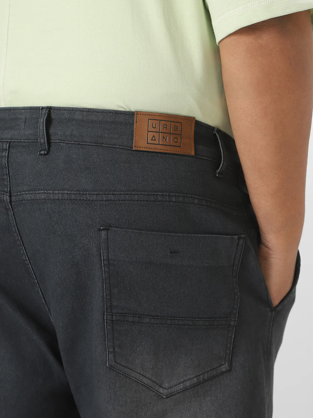 Plus Men's Dark Grey Regular Fit Washed Jeans Stretchable - Image 5