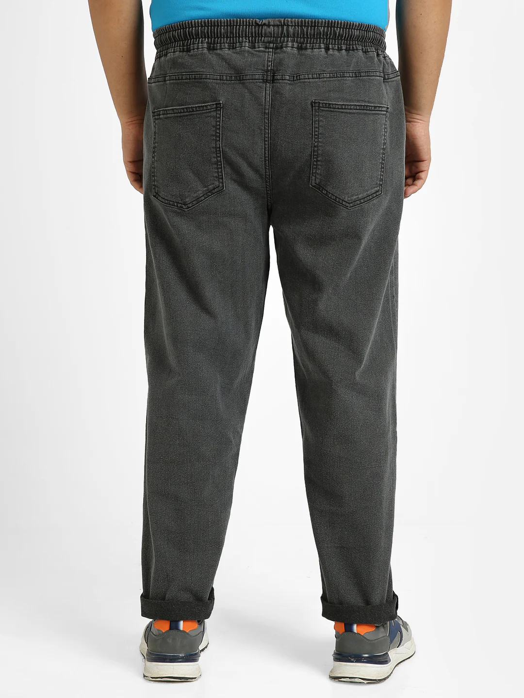 Plus Men's Dark Grey Regular Fit Washed Jogger Jeans Stretchable - Image 3