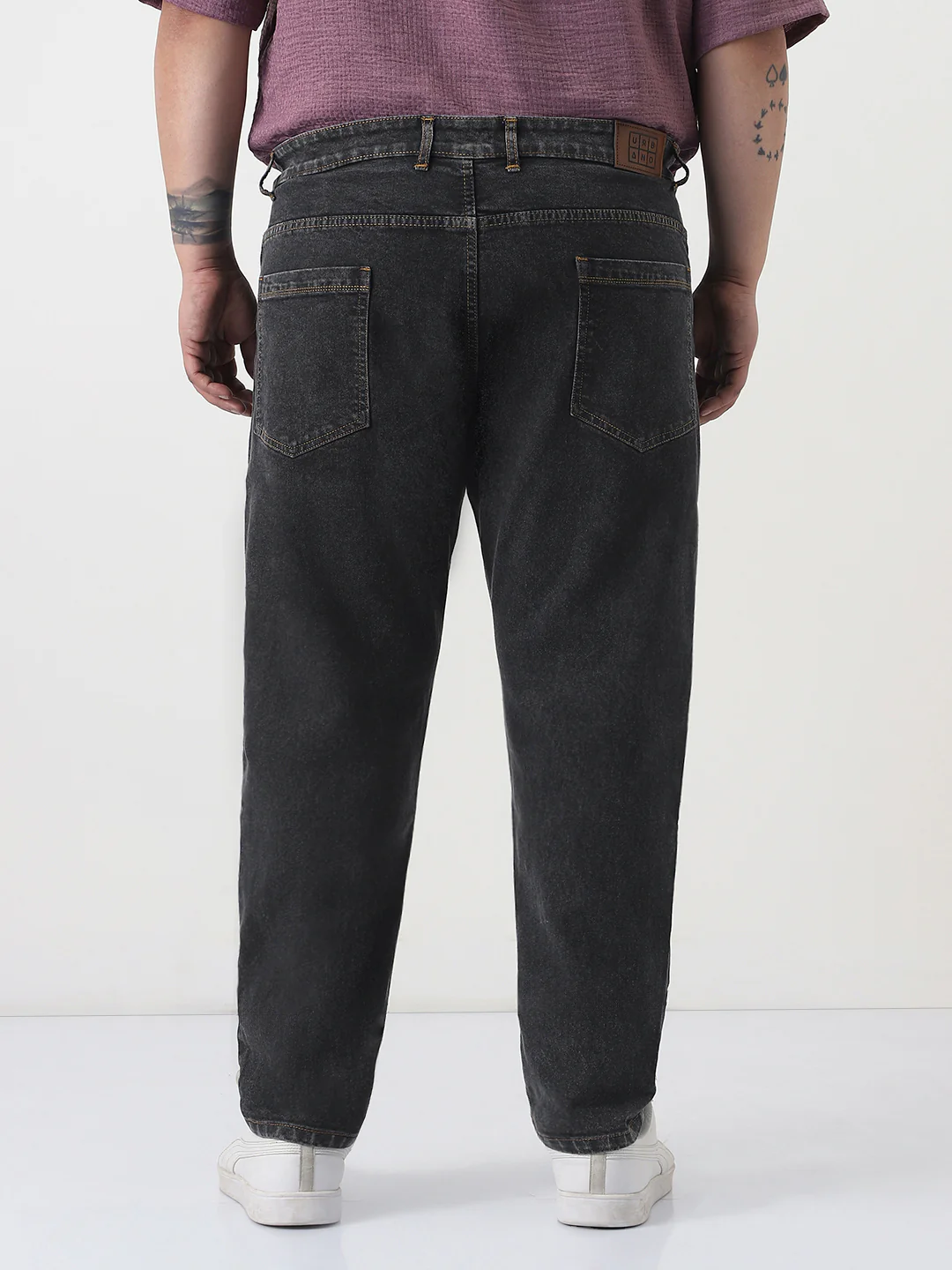 Plus Men's Dark Grey Slim Fit Washed Denim Jeans Stretchable - Image 3
