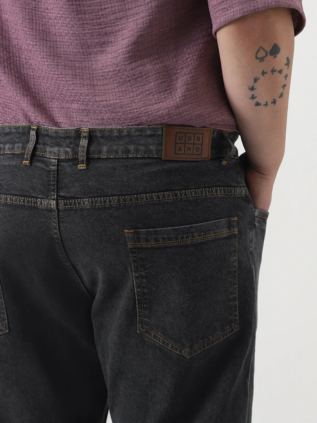 Plus Men's Dark Grey Slim Fit Washed Denim Jeans Stretchable - Image 6