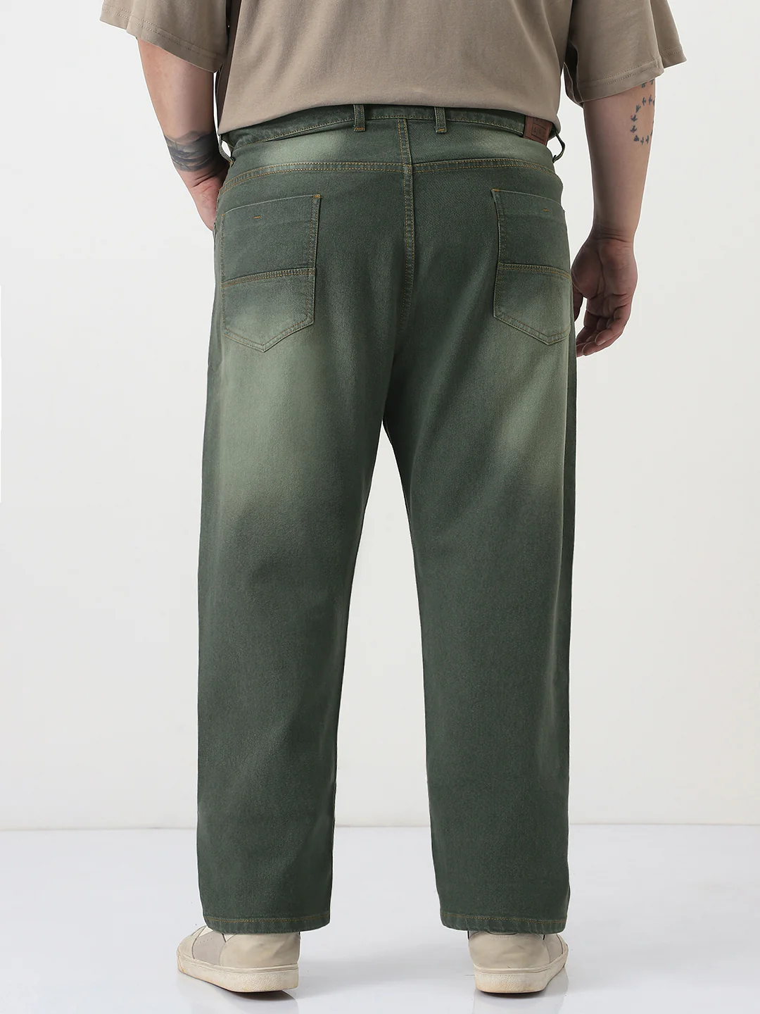 Plus Men's Dark Grey Straight Fit Heavy Washed Jeans Stretchable - Image 3