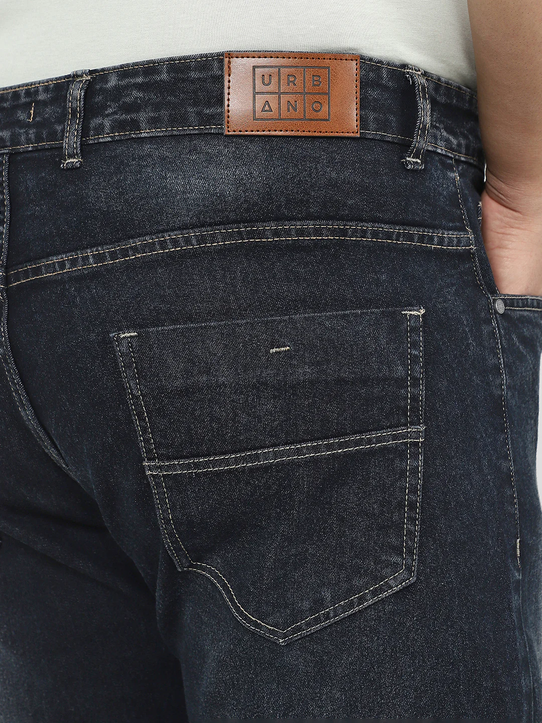 Plus Men's Dark Grey Straight Fit Washed Jeans Stretchable - Image 6