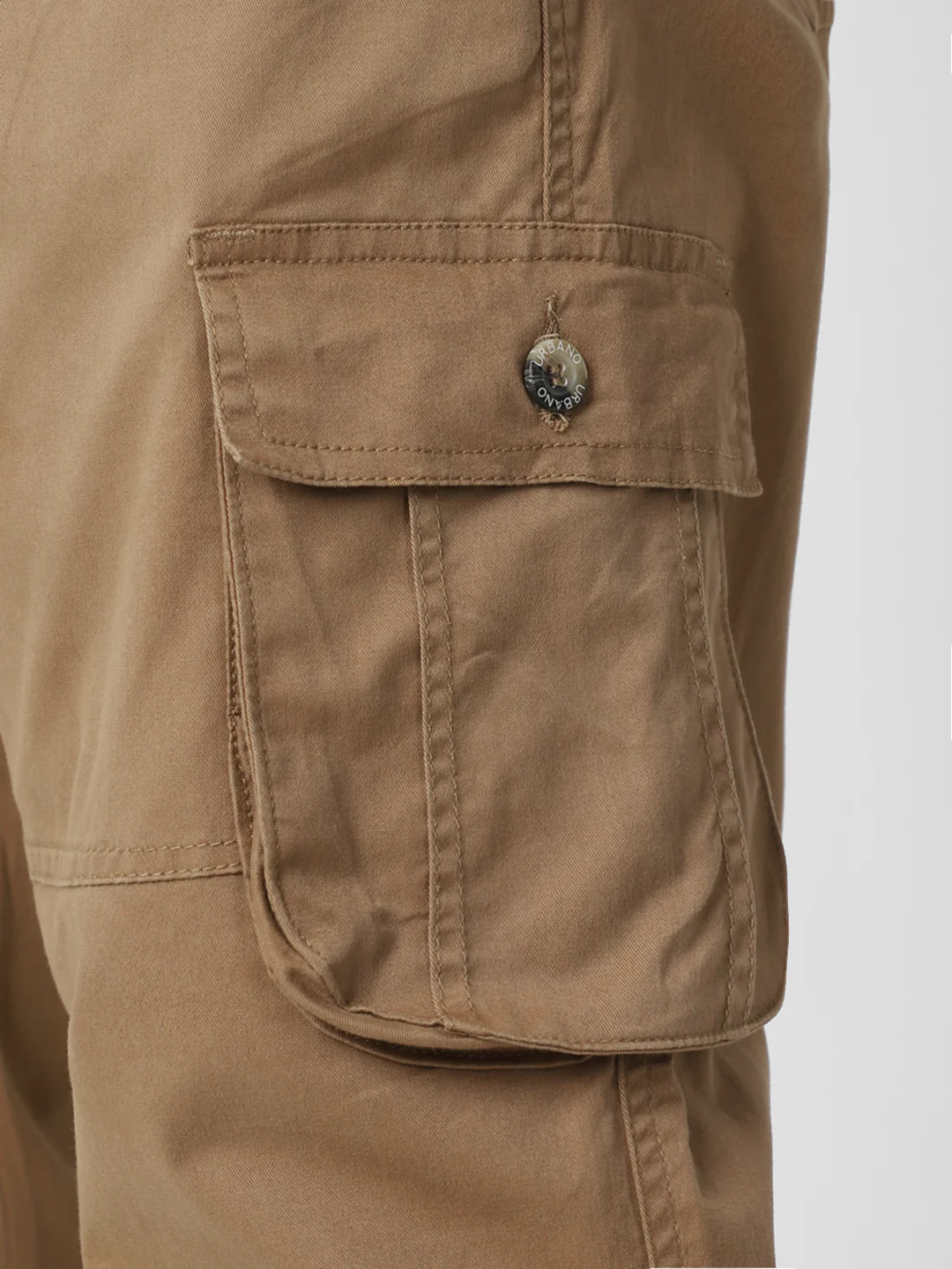 Plus Men's Dark Khaki Regular Fit Solid Cargo Chino Pant with 6 Pockets - Image 6