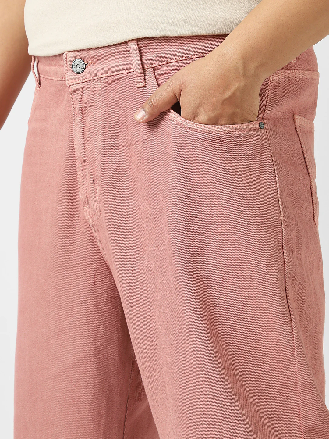 Plus Men's Dark Pink Loose Baggy Fit Washed Jeans Non-Stretchable - Image 5