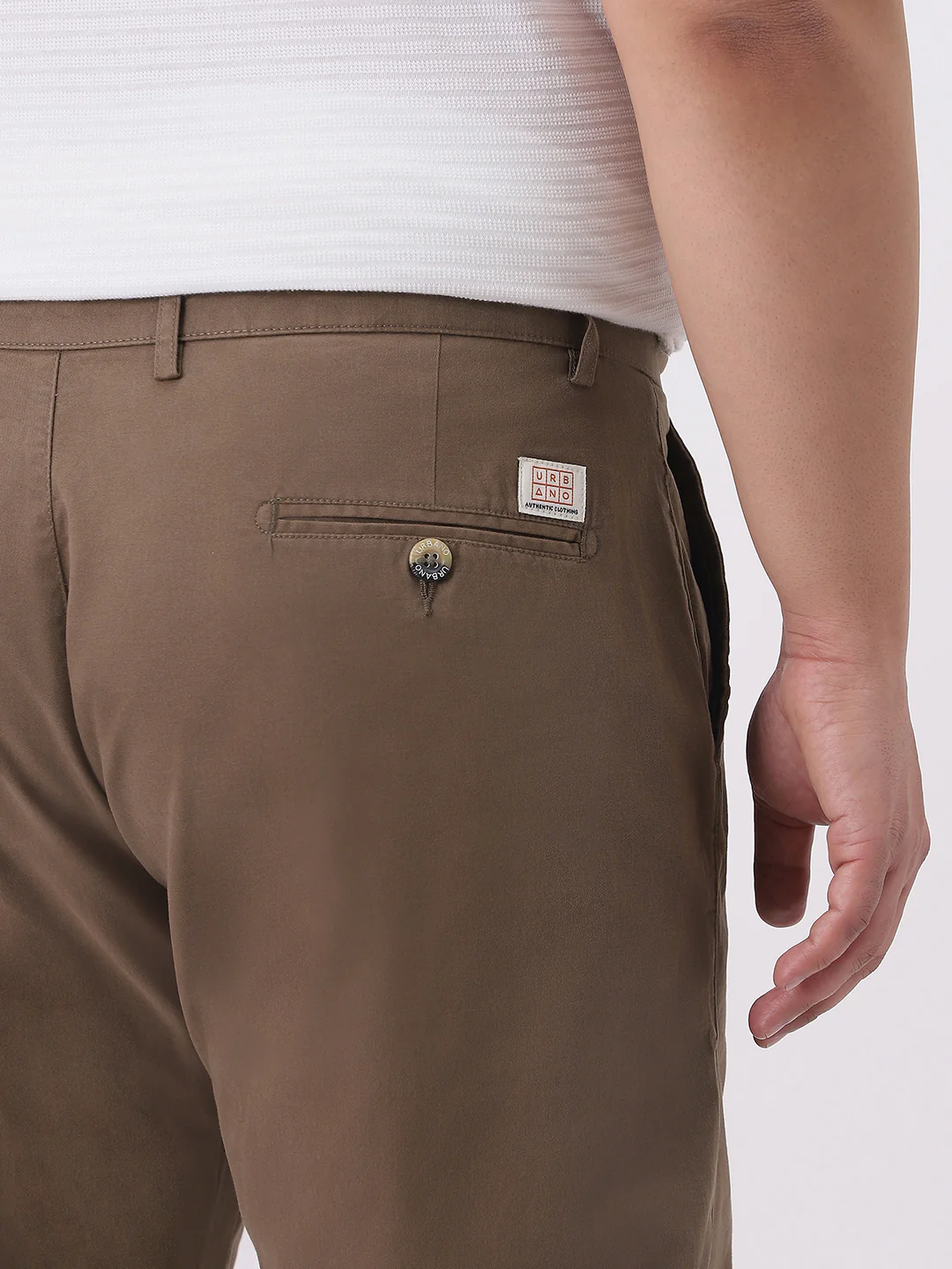 Plus Men's Dark Taupe Cotton Regular Fit Casual Chinos Trousers Stretch - Image 6