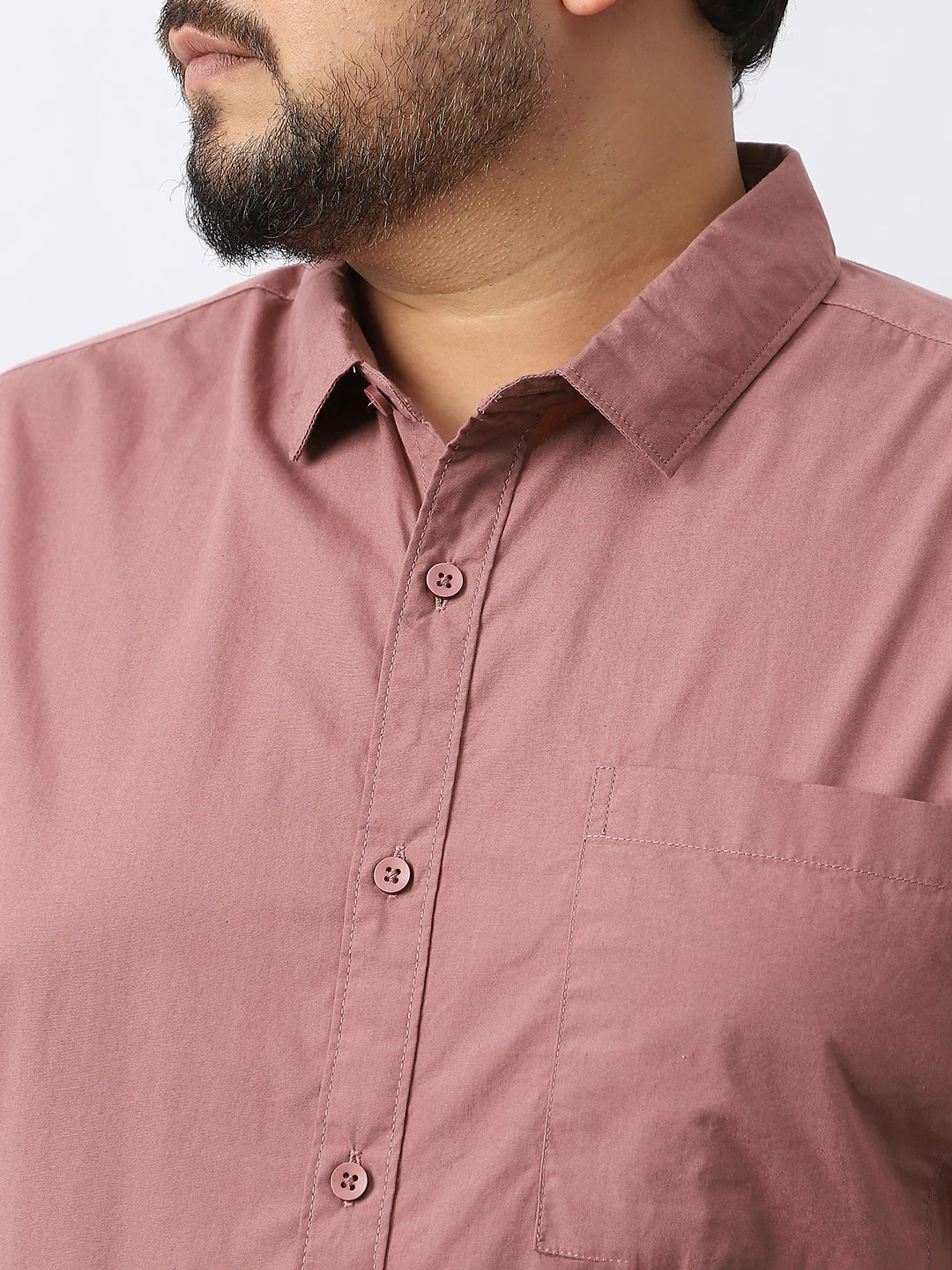 Plus Men's Dusty Pink Cotton Full Sleeve Regular Fit Casual Solid Shirt - Image 6