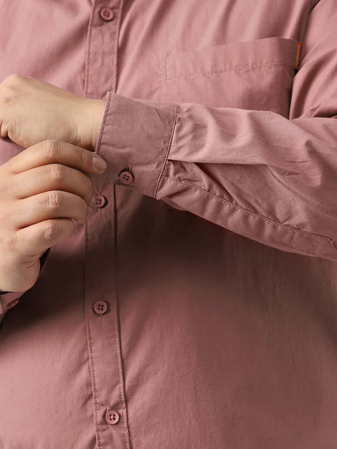 Plus Men's Dusty Pink Cotton Full Sleeve Regular Fit Casual Solid Shirt - Image 7