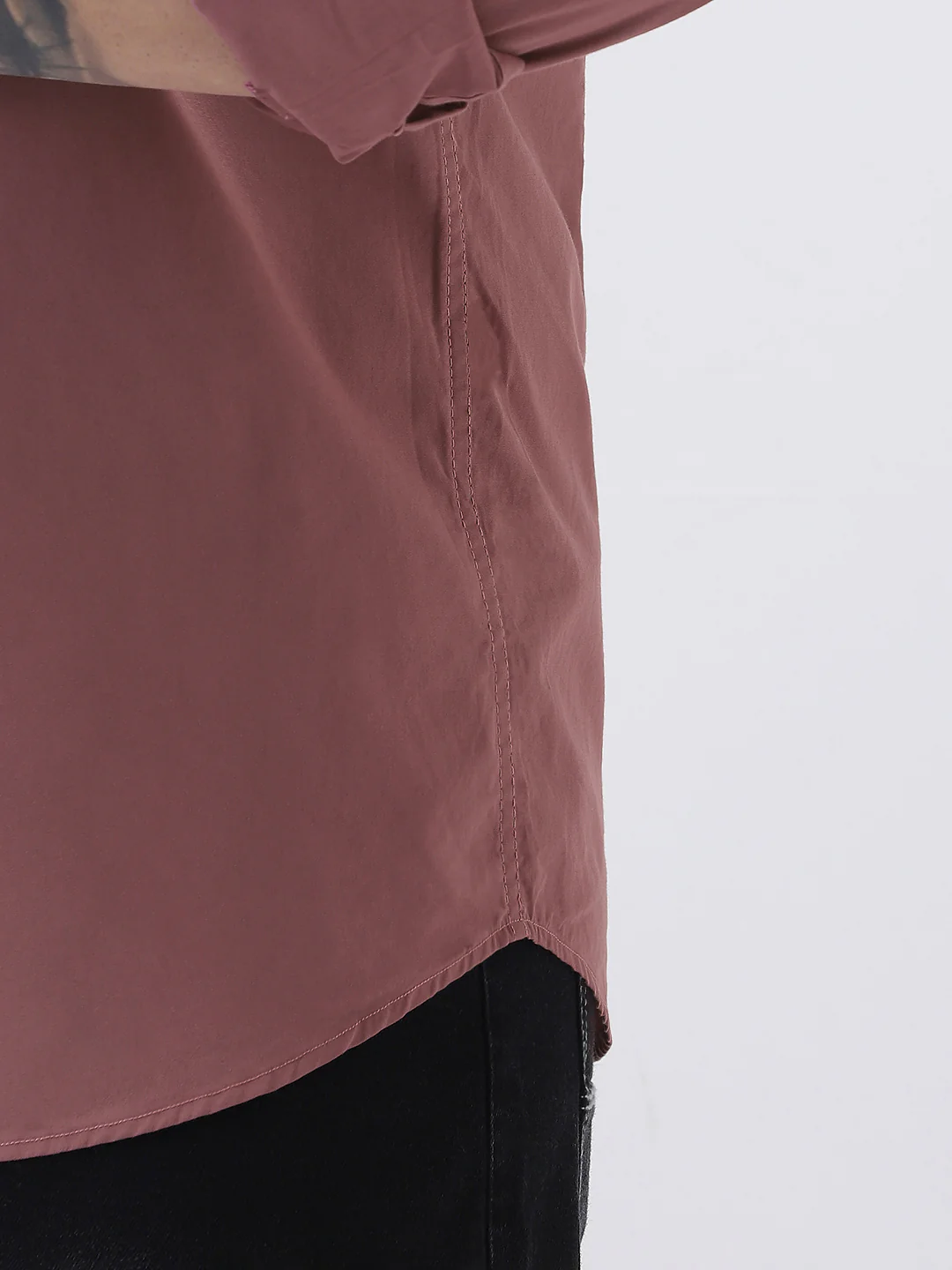 Plus Men's Dusty Pink Cotton Full Sleeve Regular Fit Casual Solid Shirt - Image 6