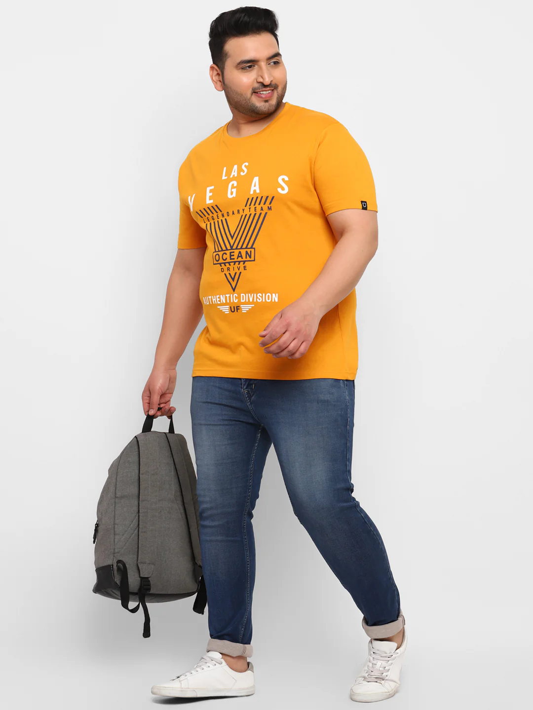 Urbano Plus Men's Gold Graphic Printed Half Sleeve Regular Fit Cotton T-Shirt - Image 4