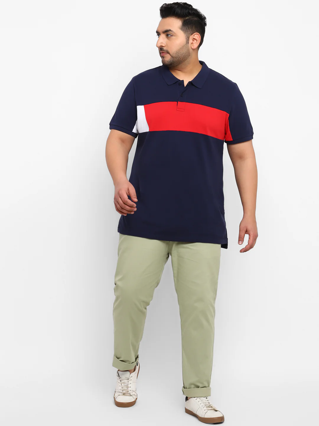 Plus Men's Green Cotton Regular Fit Casual Chinos Trousers - Image 4