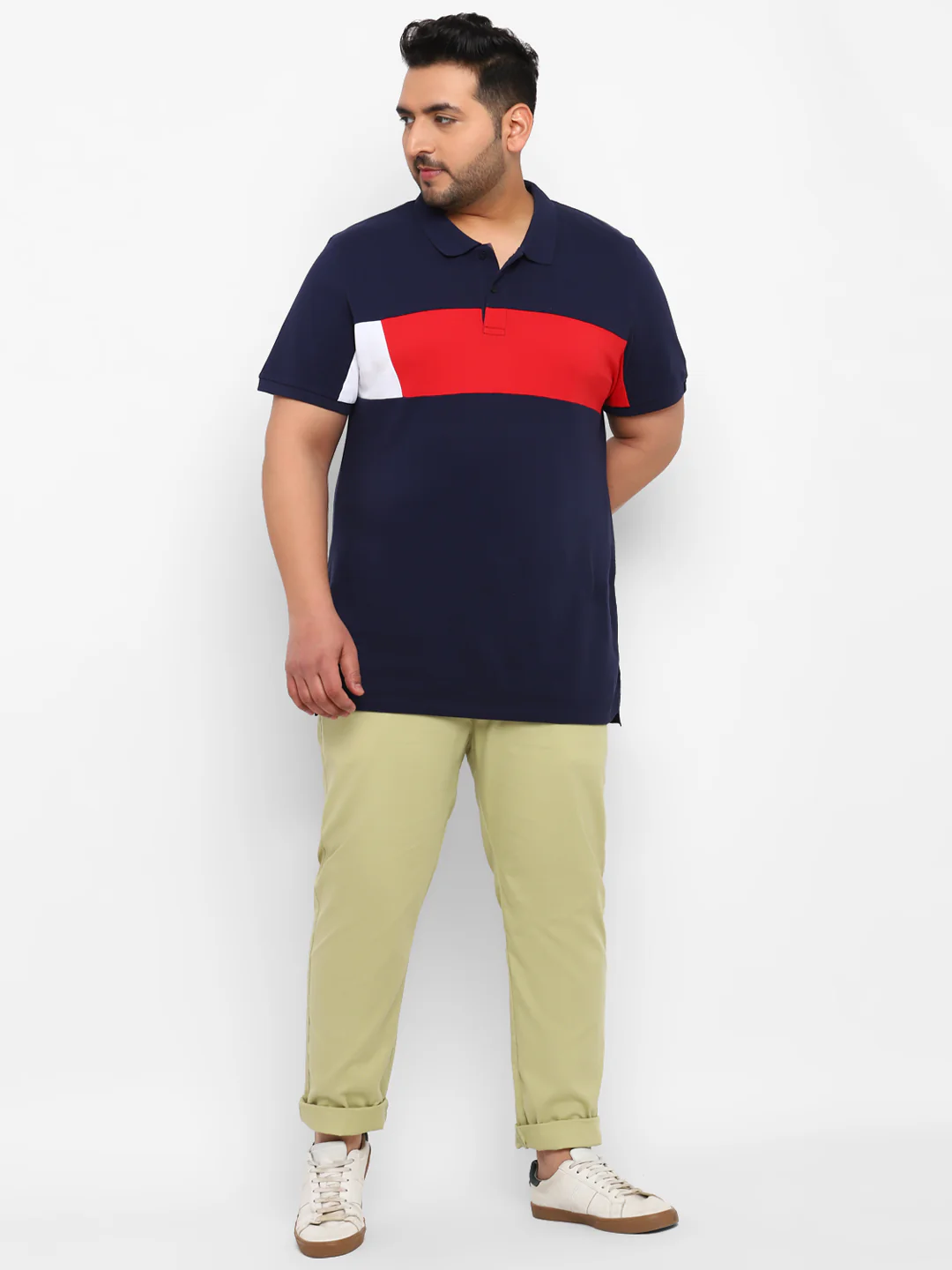 Plus Men's Green Cotton Regular Fit Casual Chinos Trousers - Image 4